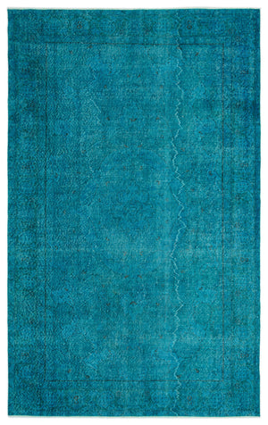 Turquoise Over Dyed Vintage Rug 5'7'' x 9'0'' ft 171 x 275 cm