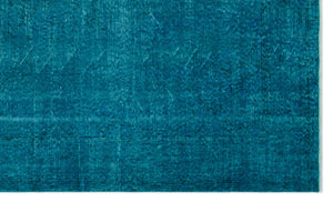Turquoise  Over Dyed Vintage Rug 5'3'' x 8'7'' ft 159 x 262 cm