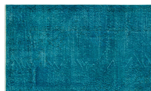 Turquoise  Over Dyed Vintage Rug 5'3'' x 8'7'' ft 159 x 262 cm
