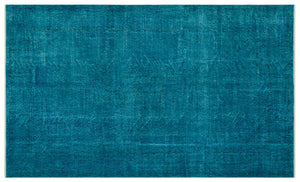 Turquoise  Over Dyed Vintage Rug 5'3'' x 8'7'' ft 159 x 262 cm