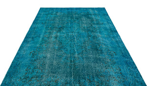 Turquoise Over Dyed Vintage Rug 6'0'' x 9'5'' ft 183 x 286 cm