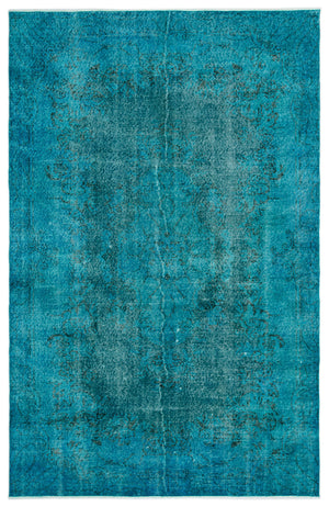 Turquoise Over Dyed Vintage Rug 6'0'' x 9'5'' ft 183 x 286 cm