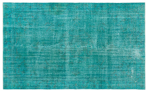 Turquoise Over Dyed Vintage Rug 5'9'' x 9'1'' ft 174 x 276 cm