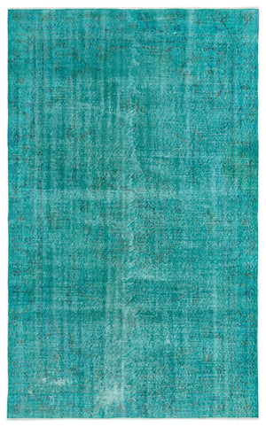 Turquoise Over Dyed Vintage Rug 5'9'' x 9'1'' ft 174 x 276 cm