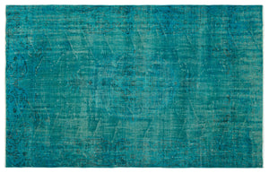 Turquoise Over Dyed Vintage Rug 5'9'' x 8'9'' ft 174 x 267 cm