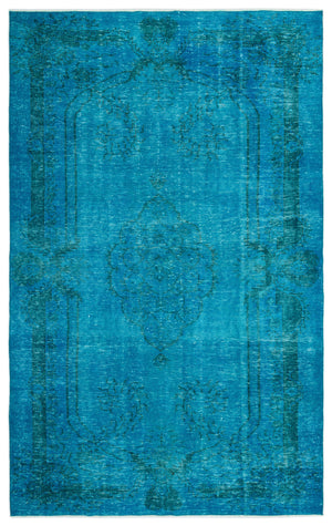 Turquoise Over Dyed Vintage Rug 6'0'' x 9'11'' ft 184 x 302 cm