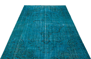 Turquoise Over Dyed Vintage Rug 5'1'' x 8'4'' ft 156 x 255 cm