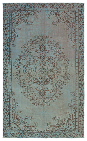 Blue Over Dyed Vintage Rug 5'2'' x 8'8'' ft 158 x 264 cm
