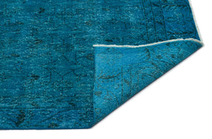 Turquoise Over Dyed Vintage Rug 6'3'' x 9'9'' ft 190 x 296 cm