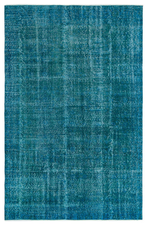Turquoise Over Dyed Vintage Rug 5'11'' x 9'1'' ft 180 x 277 cm