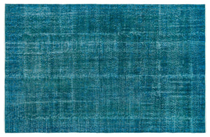Turquoise Over Dyed Vintage Rug 5'11'' x 9'1'' ft 180 x 277 cm
