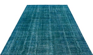 Turquoise Over Dyed Vintage Rug 5'11'' x 9'1'' ft 180 x 277 cm