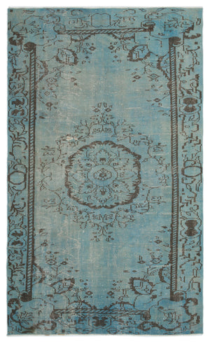 Blue Over Dyed Vintage Rug 5'9'' x 9'3'' ft 174 x 283 cm