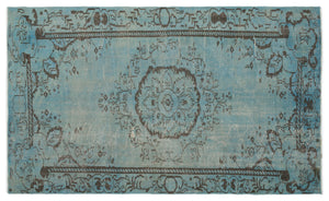 Blue Over Dyed Vintage Rug 5'9'' x 9'3'' ft 174 x 283 cm