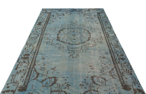 Blue Over Dyed Vintage Rug 5'9'' x 9'3'' ft 174 x 283 cm