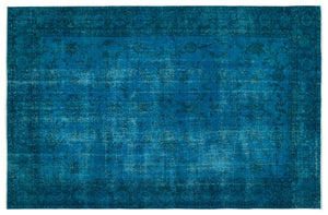 Turquoise Over Dyed Vintage Rug 6'2'' x 9'5'' ft 189 x 288 cm