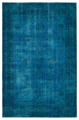 Turquoise Over Dyed Vintage Rug 6'2'' x 9'5'' ft 189 x 288 cm