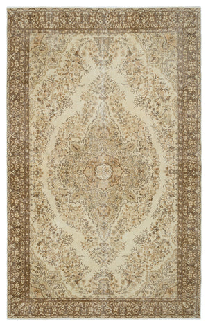 Beige Over Dyed Vintage Rug 6'8'' x 10'6'' ft 202 x 320 cm
