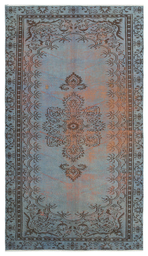 Blue Over Dyed Vintage Rug 4'9'' x 8'4'' ft 146 x 254 cm