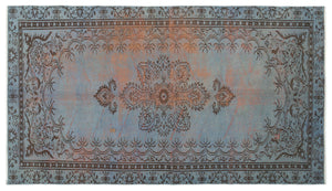 Blue Over Dyed Vintage Rug 4'9'' x 8'4'' ft 146 x 254 cm