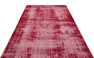 Red Over Dyed Vintage Rug 6'2'' x 9'8'' ft 187 x 295 cm