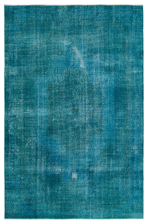Turquoise Over Dyed Vintage Rug 6'8'' x 9'12'' ft 202 x 304 cm