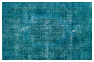 Turquoise Over Dyed Vintage Rug 6'8'' x 9'12'' ft 202 x 304 cm