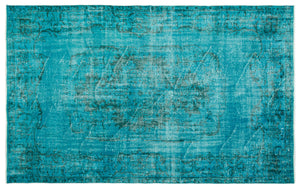 Turquoise Over Dyed Vintage Rug 6'1'' x 9'4'' ft 185 x 284 cm