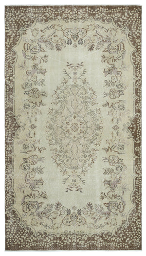 Beige Over Dyed Vintage Rug 5'5'' x 9'7'' ft 165 x 291 cm
