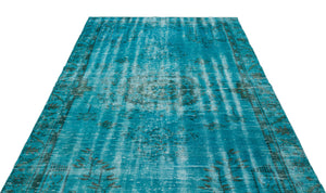 Turquoise Over Dyed Vintage Rug 5'5'' x 8'11'' ft 166 x 272 cm