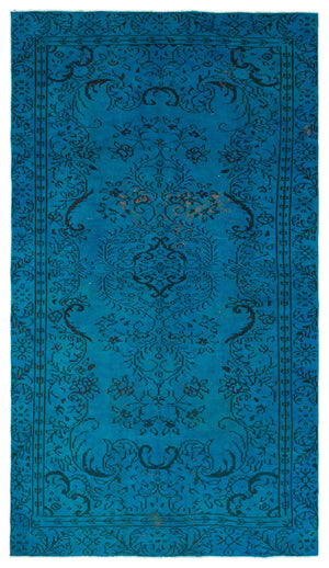 Turquoise Over Dyed Vintage Rug 5'1'' x 8'10'' ft 154 x 270 cm
