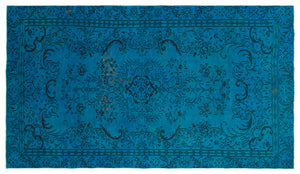 Turquoise Over Dyed Vintage Rug 5'1'' x 8'10'' ft 154 x 270 cm