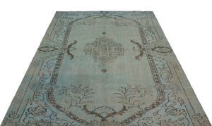 Blue Over Dyed Vintage Rug 5'8'' x 8'8'' ft 173 x 263 cm
