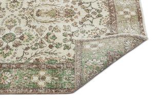 Beige Over Dyed Vintage Rug 5'10'' x 9'3'' ft 177 x 281 cm