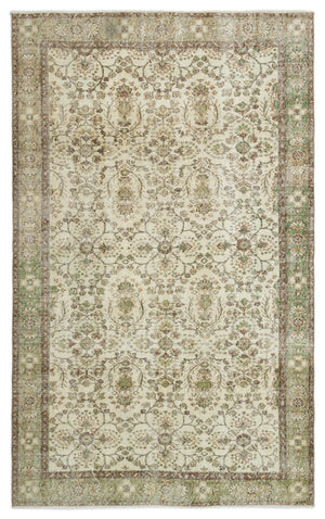 Beige Over Dyed Vintage Rug 5'10'' x 9'3'' ft 177 x 281 cm
