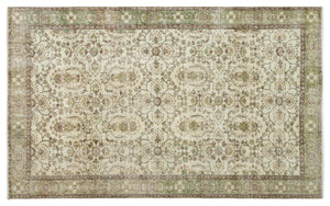 Beige Over Dyed Vintage Rug 5'10'' x 9'3'' ft 177 x 281 cm