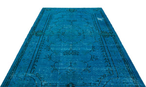 Turquoise Over Dyed Vintage Rug 6'6'' x 10'1'' ft 198 x 308 cm