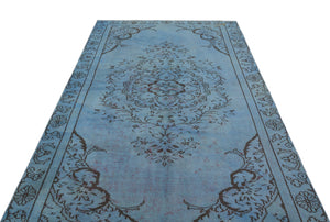 Blue Over Dyed Vintage Rug 5'3'' x 8'7'' ft 160 x 262 cm