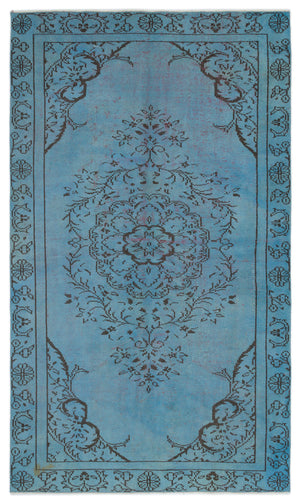 Blue Over Dyed Vintage Rug 5'3'' x 8'7'' ft 160 x 262 cm