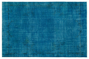 Turquoise Over Dyed Vintage Rug 6'8'' x 9'11'' ft 203 x 303 cm