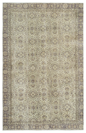 Beige Over Dyed Vintage Rug 6'3'' x 9'9'' ft 190 x 298 cm