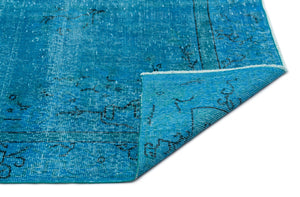 Turquoise Over Dyed Vintage Rug 5'4'' x 9'1'' ft 163 x 278 cm