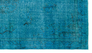 Turquoise Over Dyed Vintage Rug 5'4'' x 9'1'' ft 163 x 278 cm