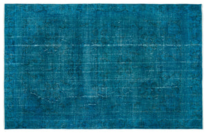 Turquoise Over Dyed Vintage Rug 5'11'' x 9'4'' ft 181 x 284 cm