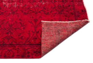 Red Over Dyed Vintage Rug 4'12'' x 8'10'' ft 152 x 268 cm