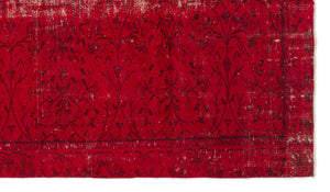 Red Over Dyed Vintage Rug 4'12'' x 8'10'' ft 152 x 268 cm
