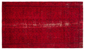 Red Over Dyed Vintage Rug 4'12'' x 8'10'' ft 152 x 268 cm