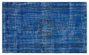 Blue Over Dyed Vintage Rug 4'10'' x 7'11'' ft 148 x 241 cm