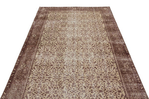Brown Over Dyed Vintage Rug 4'8'' x 8'4'' ft 143 x 255 cm