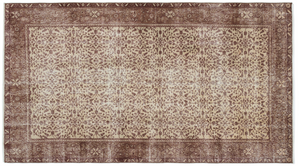 Retro Design Brown Over Dyed Vintage Rug 4'8'' x 8'4'' ft 143 x 255 cm
